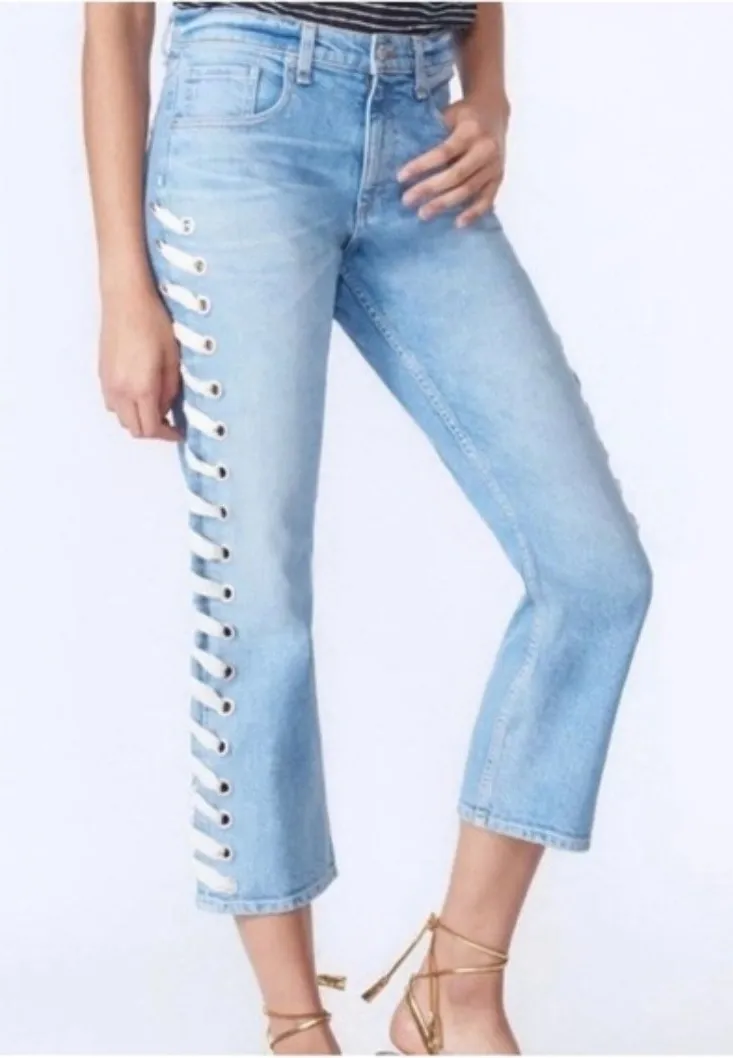 Veronica Beard Ines 10.75" Girlfriend Jean in Surfside High-Rise Cropped Size 26 - Image 1