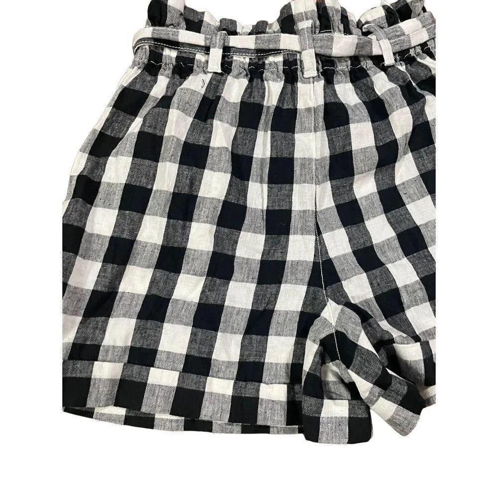 Madewell Linen-Cotton Paperbag Shorts in Gingham Check NEW size 4 - Image 6