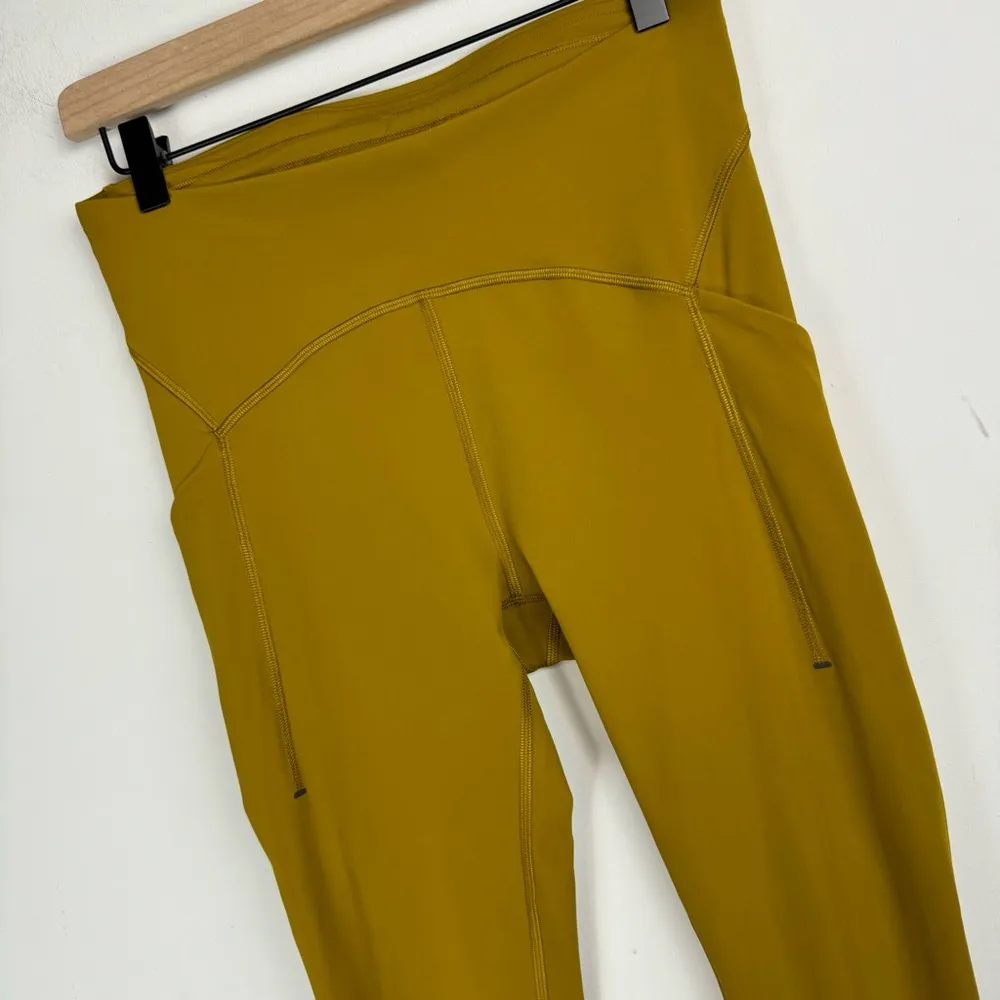 Lululemon Power Thru High Rise Leggings Sz 8 Gold Spice Side Pockets - Image 8