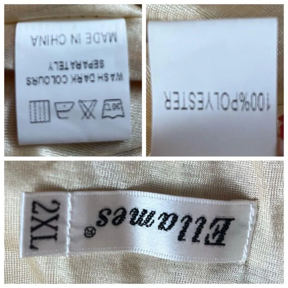 Ellames NEW Dress Pleated Shift Halter Neck Cream Orange Floral Women’s 2XL Plus Size 2X - Image 13