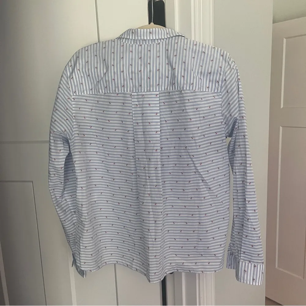 Frank & Eileen Blue Strip Silvio Cotton Red Anchor Long Sleeve Button Up Top - Image 7