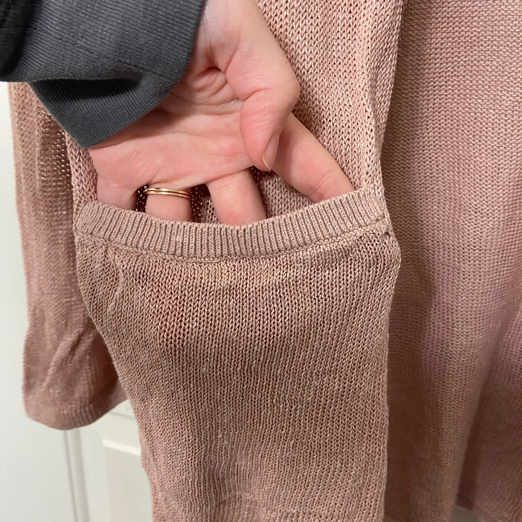 EUC‎ J Jill women’s blush pink open linen blend pocket long cardigan sweater L Size L - Image 4