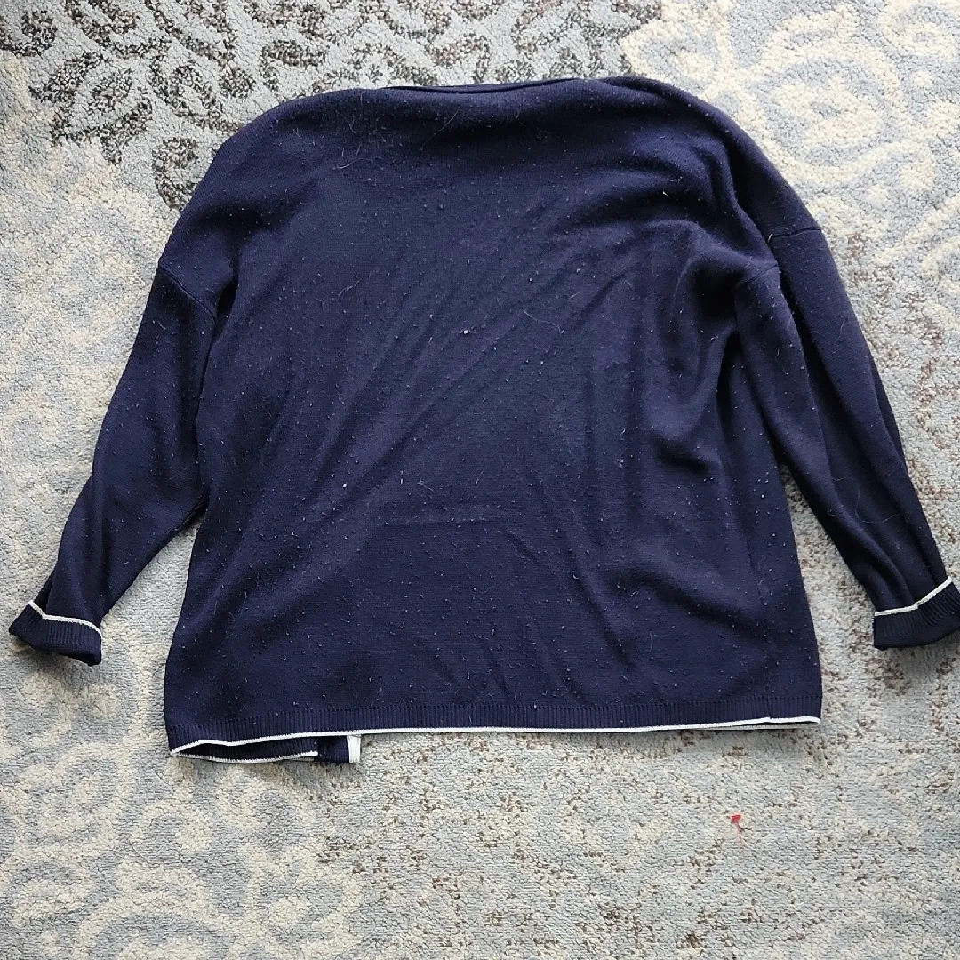 Vintage Bay Point Threads Nautical Button Down Sweater Navy Large Blue - Image 8