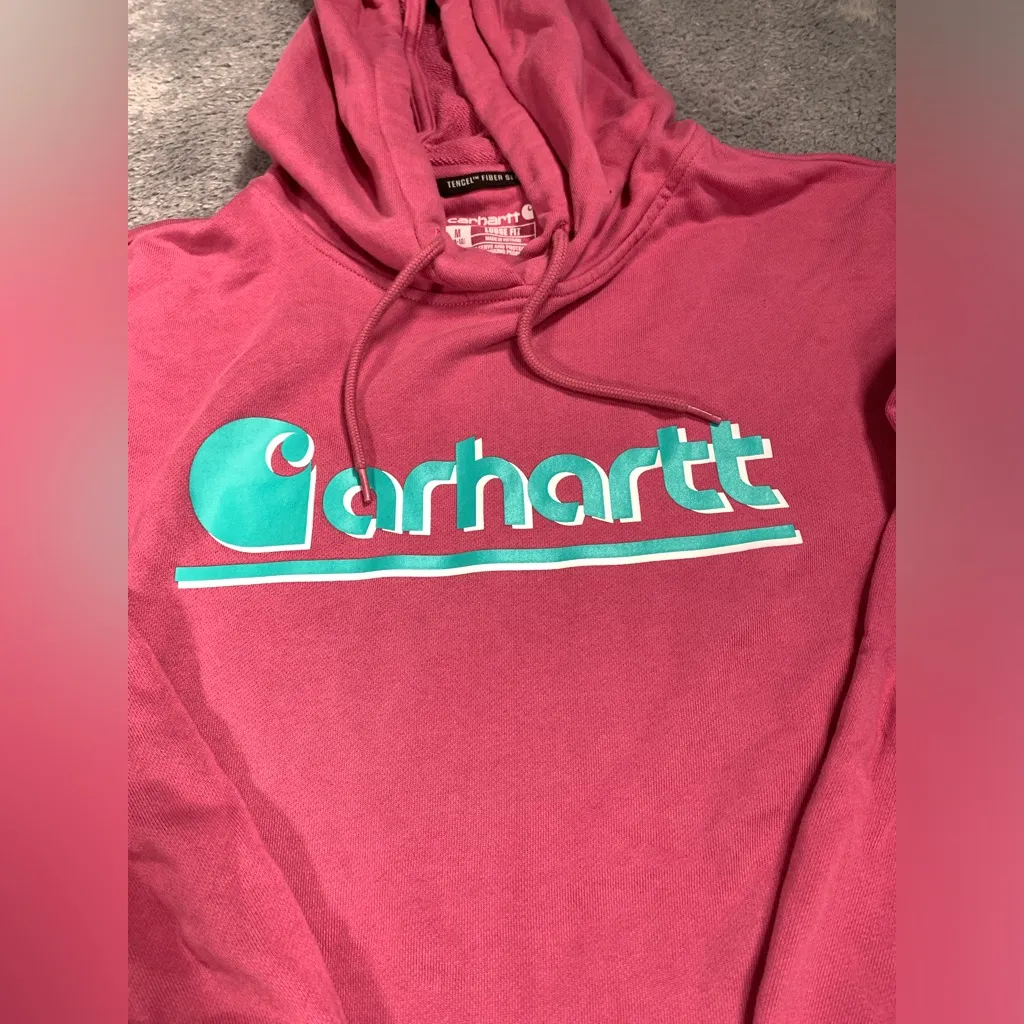 Carhartt Women's Pink Hoodie Sweater tencel fiber series loose fit medium - Image 2