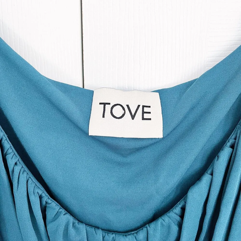 TOVE Riley Ruched Jersey Midi Dress Green Size 8 - Image 6