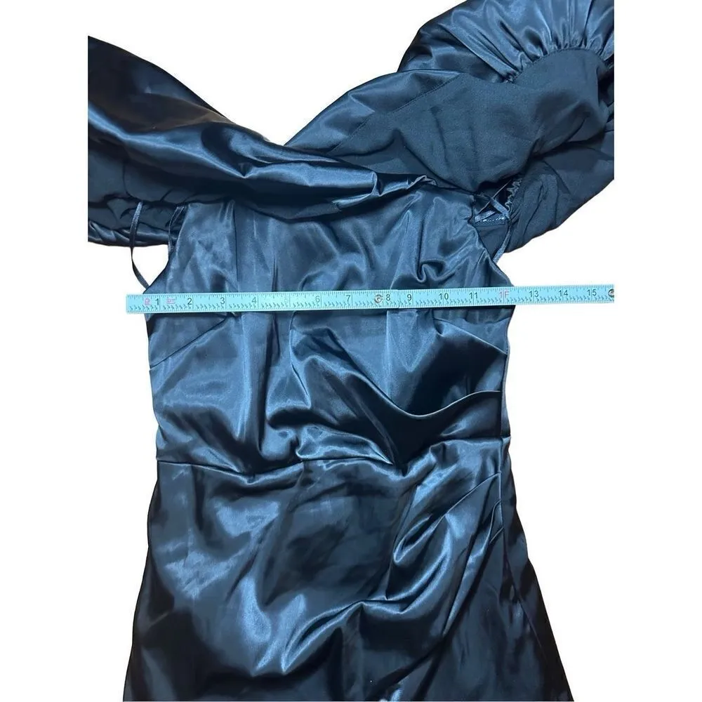NEW DO + BE Ella Cocktail Dress off the shoulder black satin sz small - Image 6