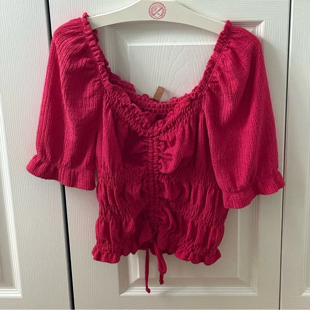 Anthropologie Pilcro Cinched Waist V-neck Ruffle Puff Sleeve Top - Image 2