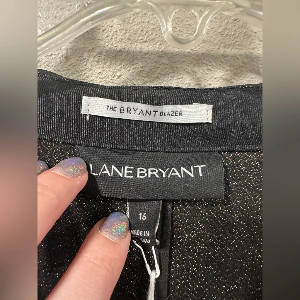 NWT $89 Lane Bryant Black Gold Metallic Sparkly Bryant Blazer Jacket Size 16 - Image 4