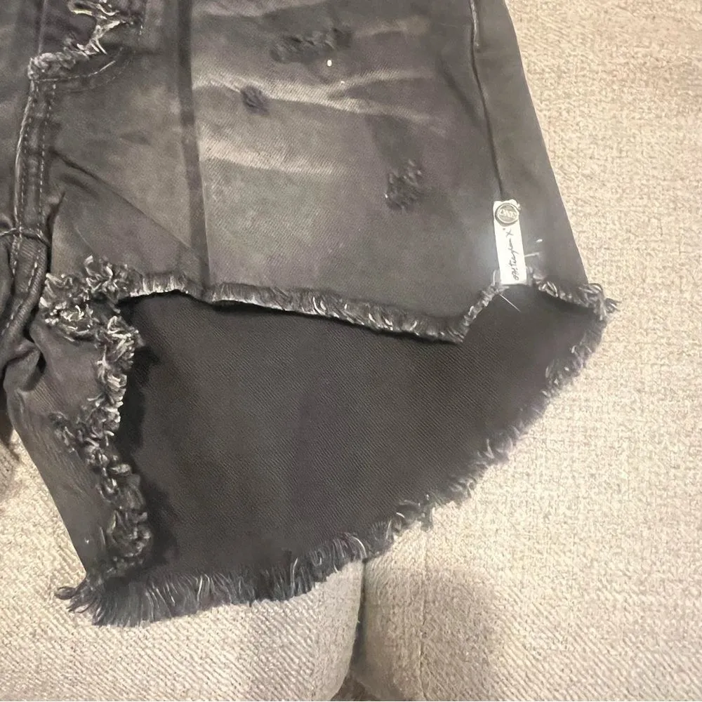 NWT One Teaspoon high waisted hawks black distressed shorts size 26 women's - Image 9