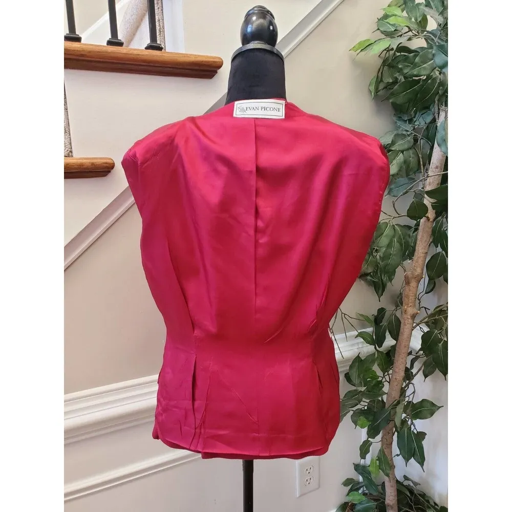 VTG Evan-Picone Women's Pink Polyester Long Sleeve Single Breasted Jacket Blazer - Image 8