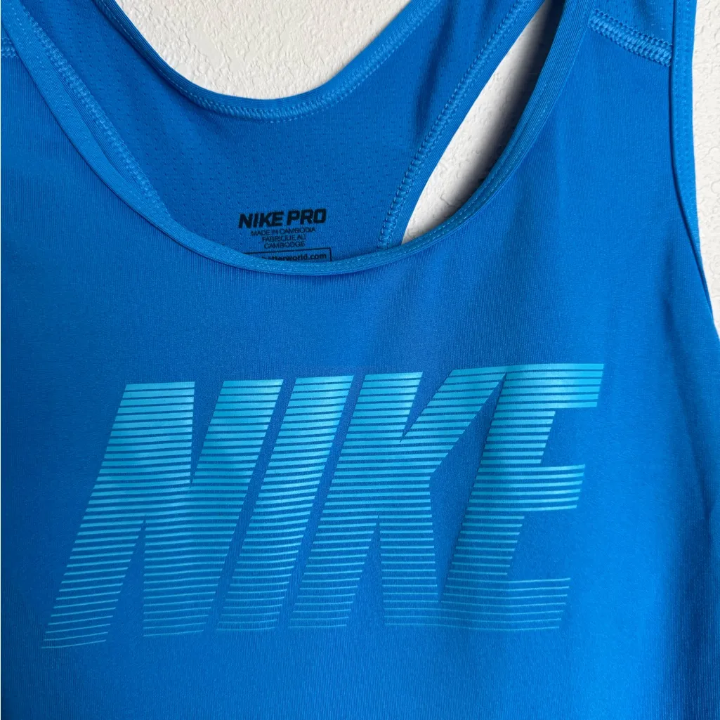 Nike Pro Women Size XS Blue‎ Logo athletic tank top - Image 2