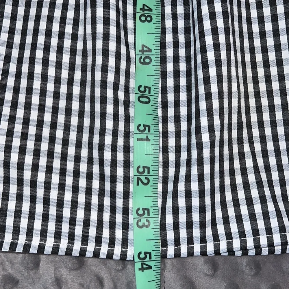 Maggy London sz 0 womens gingham print maxi dress black white ties on left side - Image 6