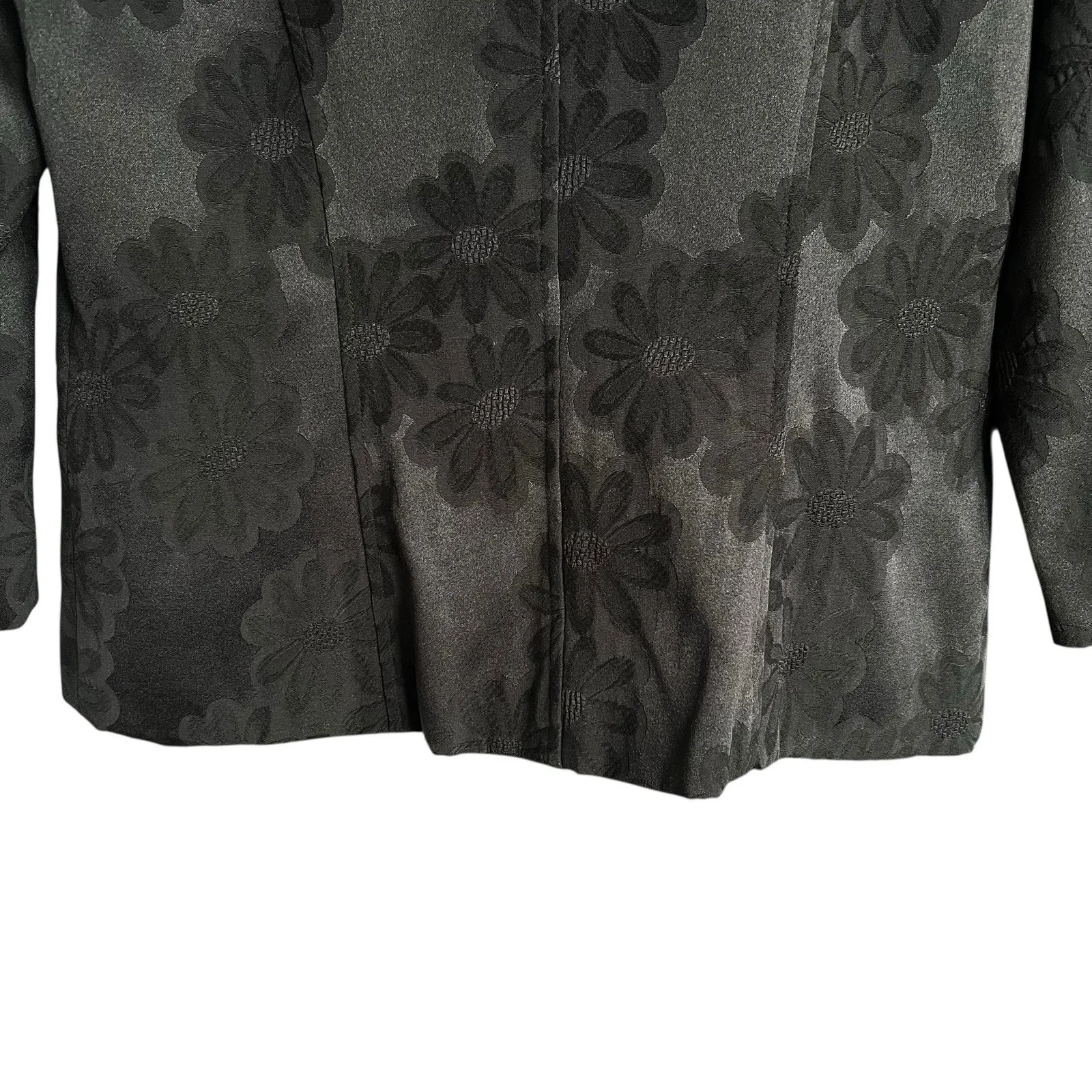 Spense Womens Black Floral Blazer Jacket 3/4 Sleeve Size Medium V Neck - Image 8