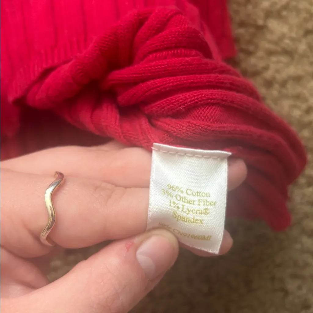 V-Neck Ribbed Red Sweater - Image 4