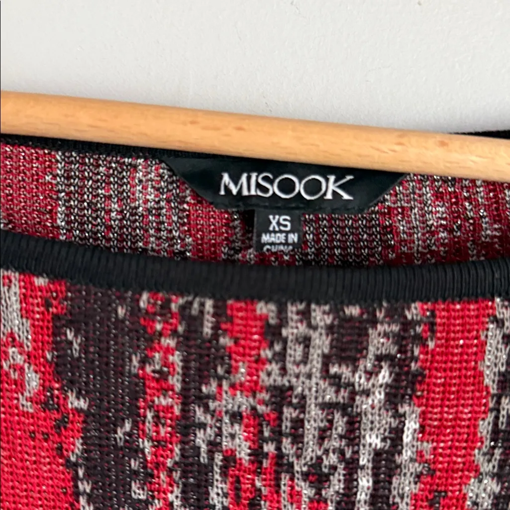 Misook Knit Draped Poncho Sweater  in Rouge Black XS - Image 5