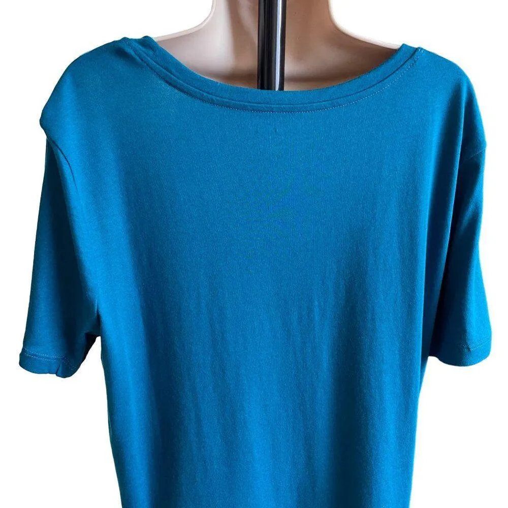 Eddie Bauer Womens Short Sleeve Soft T Shirt Tee Side Slits XL Blue u - Image 4