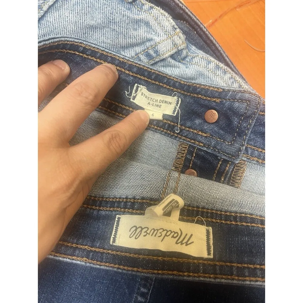 Madewell Stretch Denim A-Line Mini Skirt in Salisbury Wash Patch Pocket Edition - Image 9