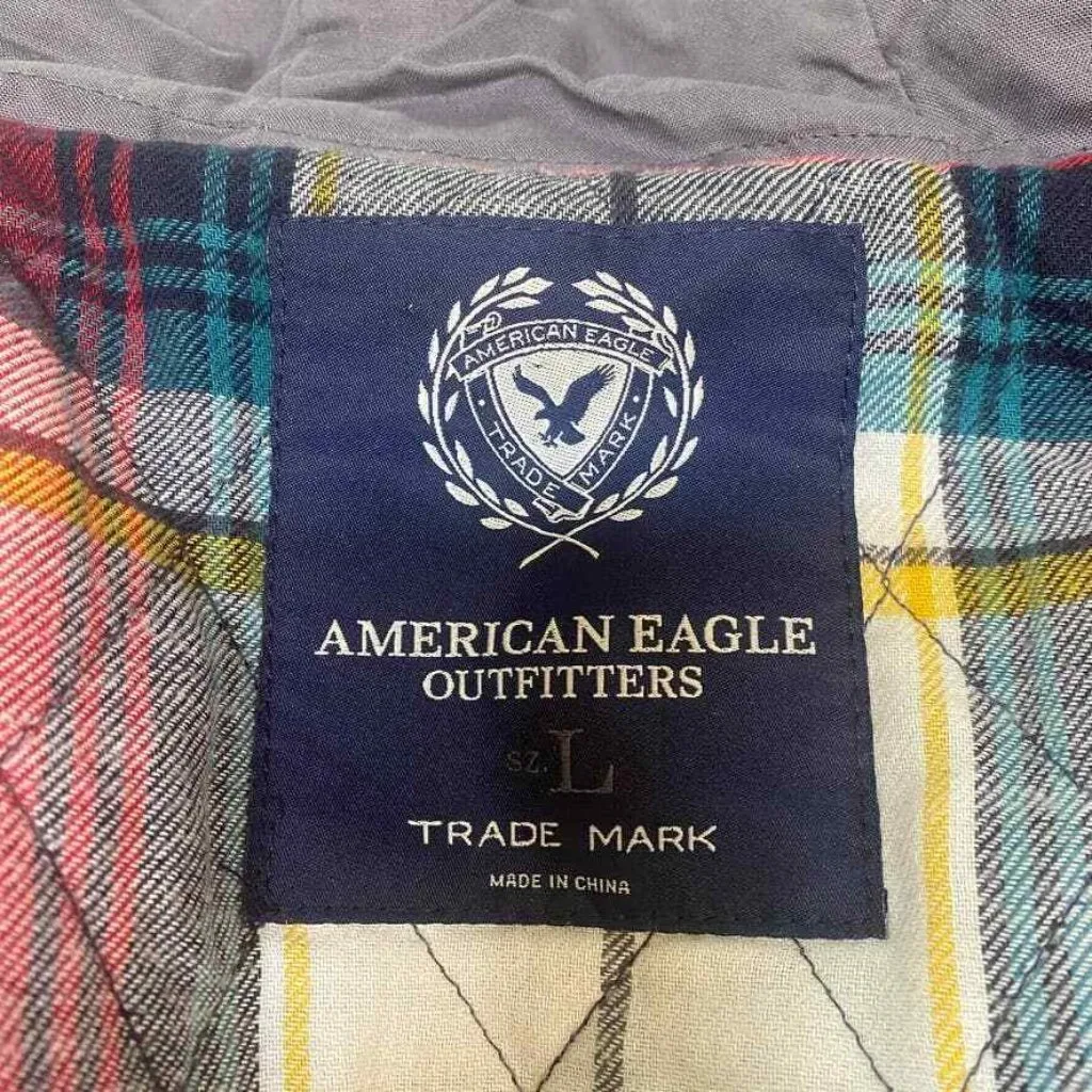 American Eagle Outfitters Duffel Coat‎ Womens Large Navy Blue Wool Flannel Lined - Image 6