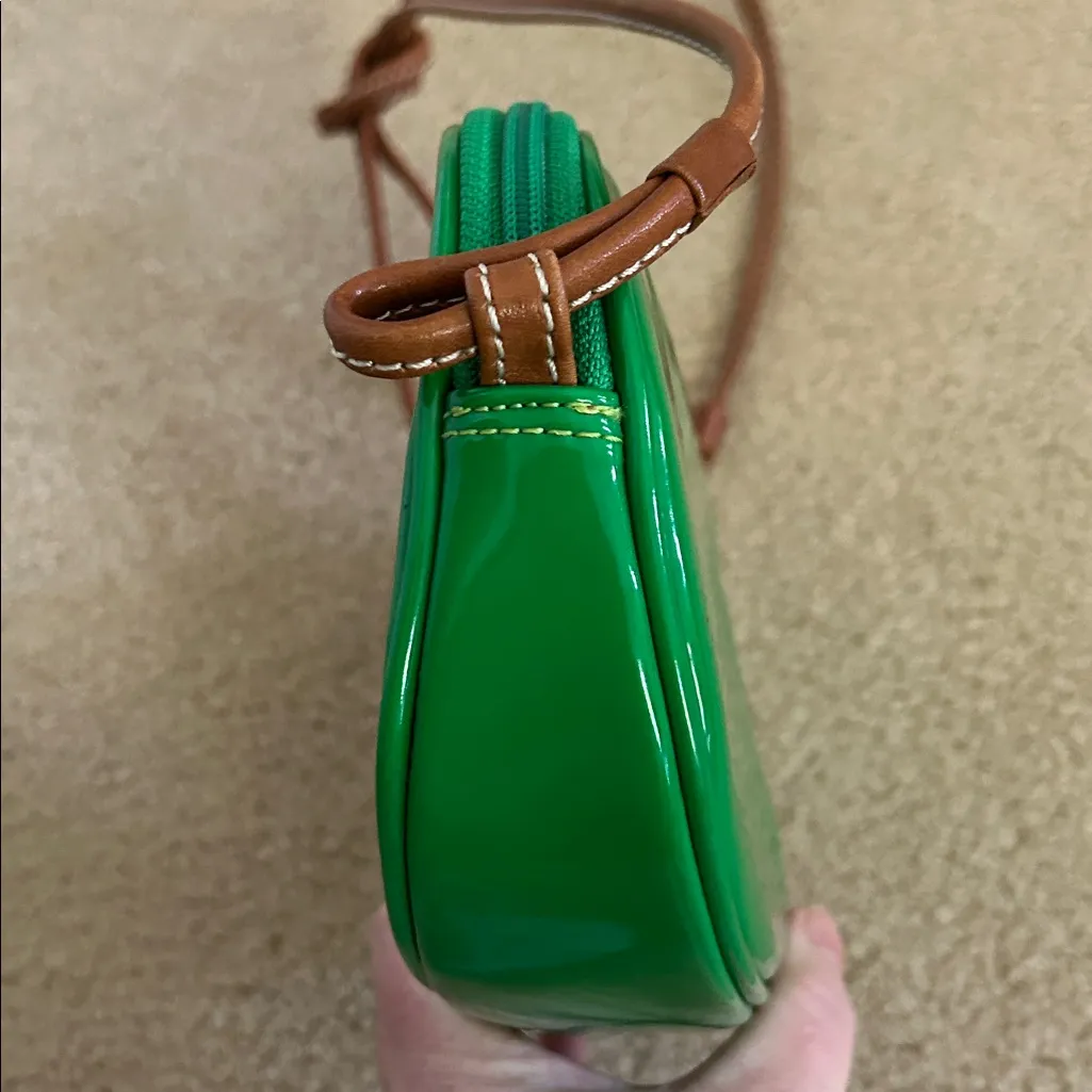 Liz Claiborne Bright Green Patent Leather Oval Crossbody Bag - Image 7