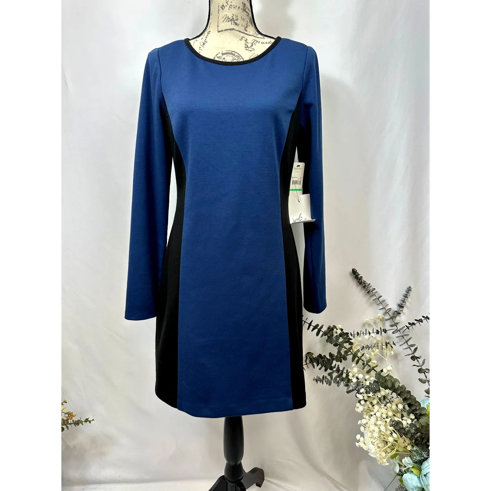 Laundry by Shelli Segal Night Sky Long Sleeve Scoop Neck Mini Dress Blue Black 8 - Image 3