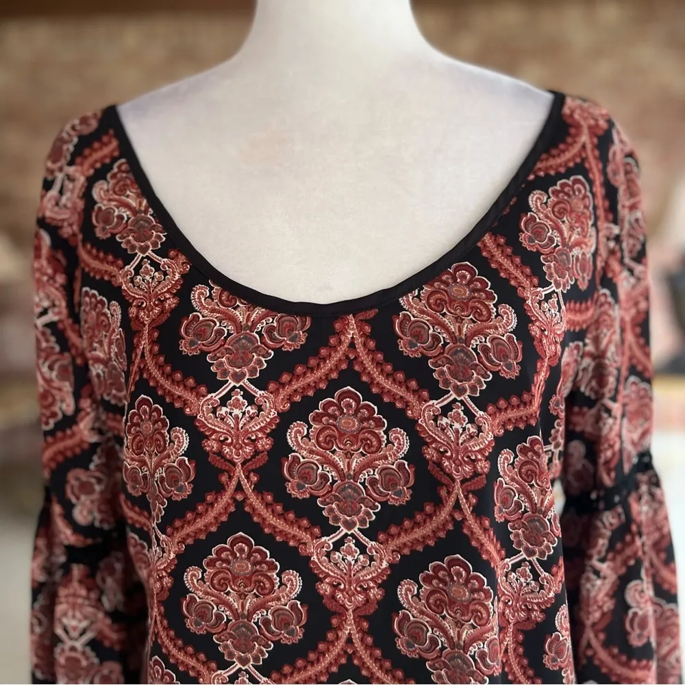 NWT Lovemarks Dress M Mini Coral Paisley Strappy Back Boho Shift Party Mod - Image 5