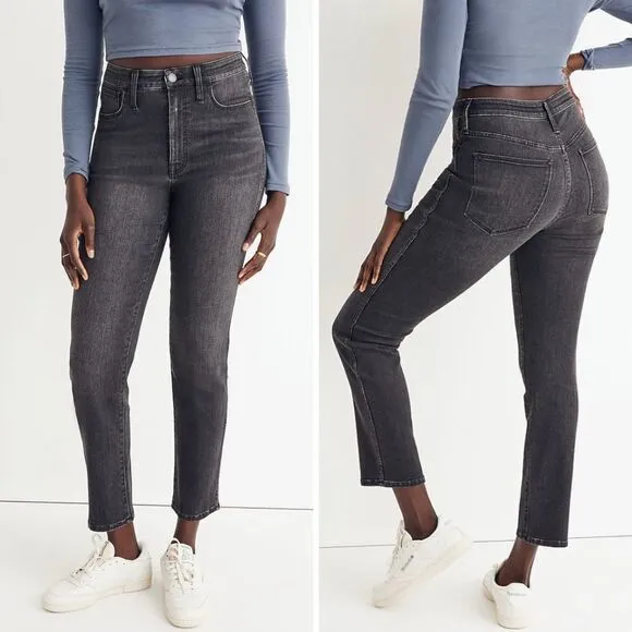 NEW Madewell Petite Curvy High-Rise Slim Straight Jeans in Richgrove‎ Wash, 25P - Image 2
