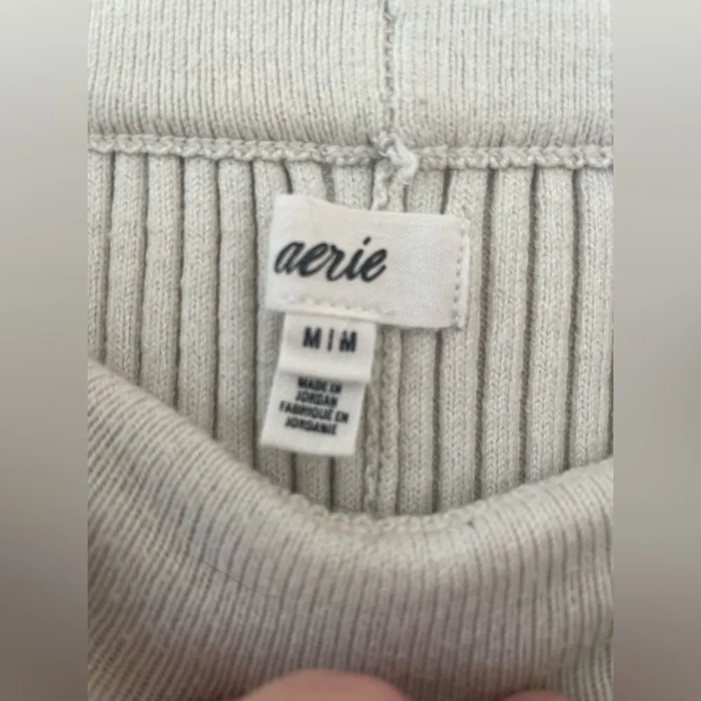 Aerie Flare Pants Womens Medium Cream Extra Extra Stretch Ribbed Y2K - Image 5