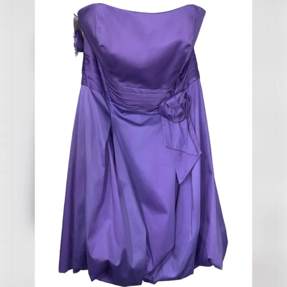 Alfred Angelo Purple Satin Strapless Bubble Hem Homecoming Prom Dress 12 NWT - Image 2