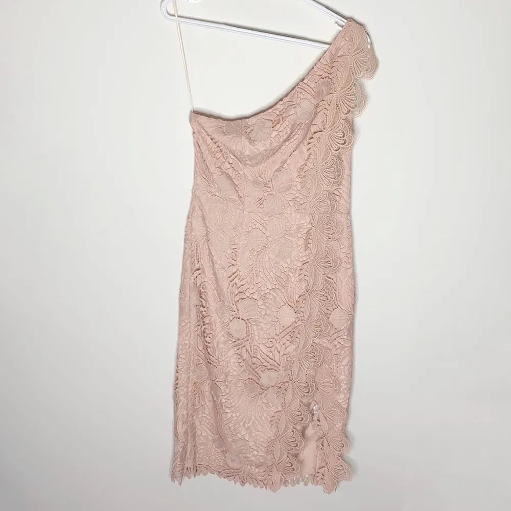 Reiss Mena one shoulder blush crochet lace dress size 8 - Image 51