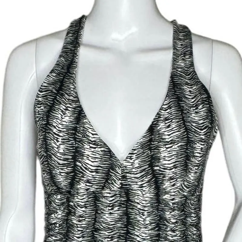 Tommy Bahama Dress Womens Medium Black White Stripe Halter Vacation Cruise Beach - Image 5