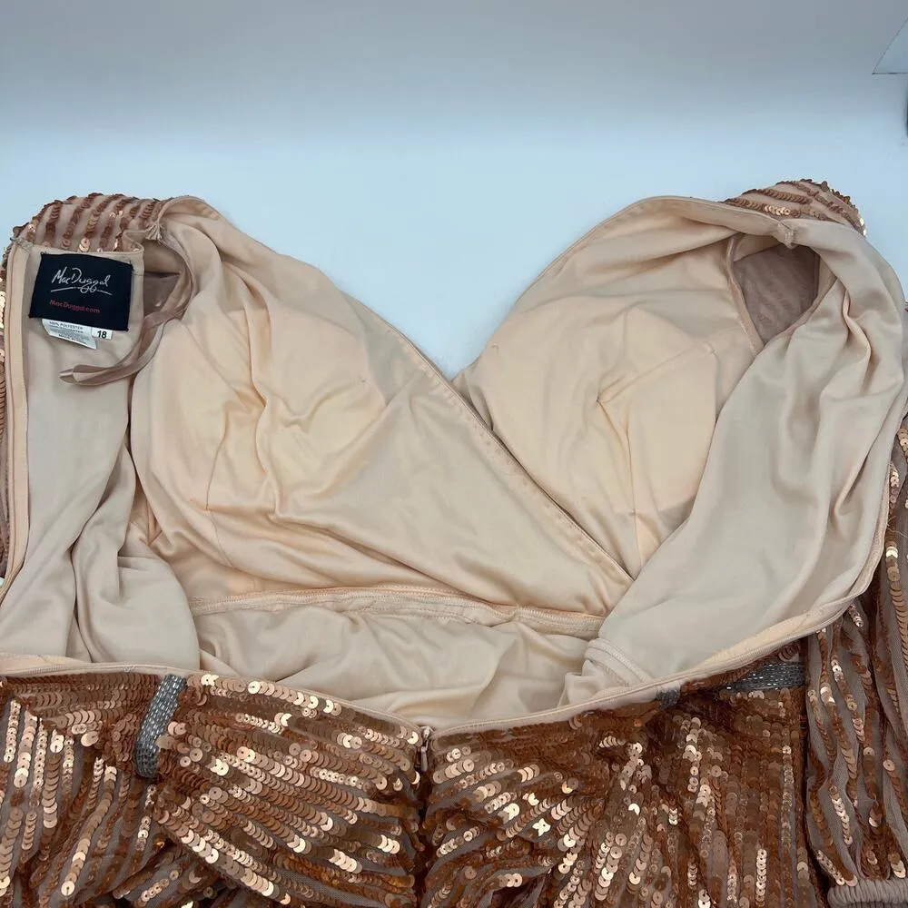 Mac Duggal Sequined Surplice Tulle Gown Evening Dress Pink - Image 5