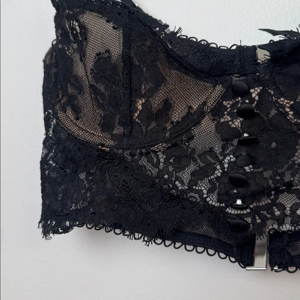 FOR LOVE & LEMONS  FAYE LACE Underwire Bra Black Sz S - Image 3