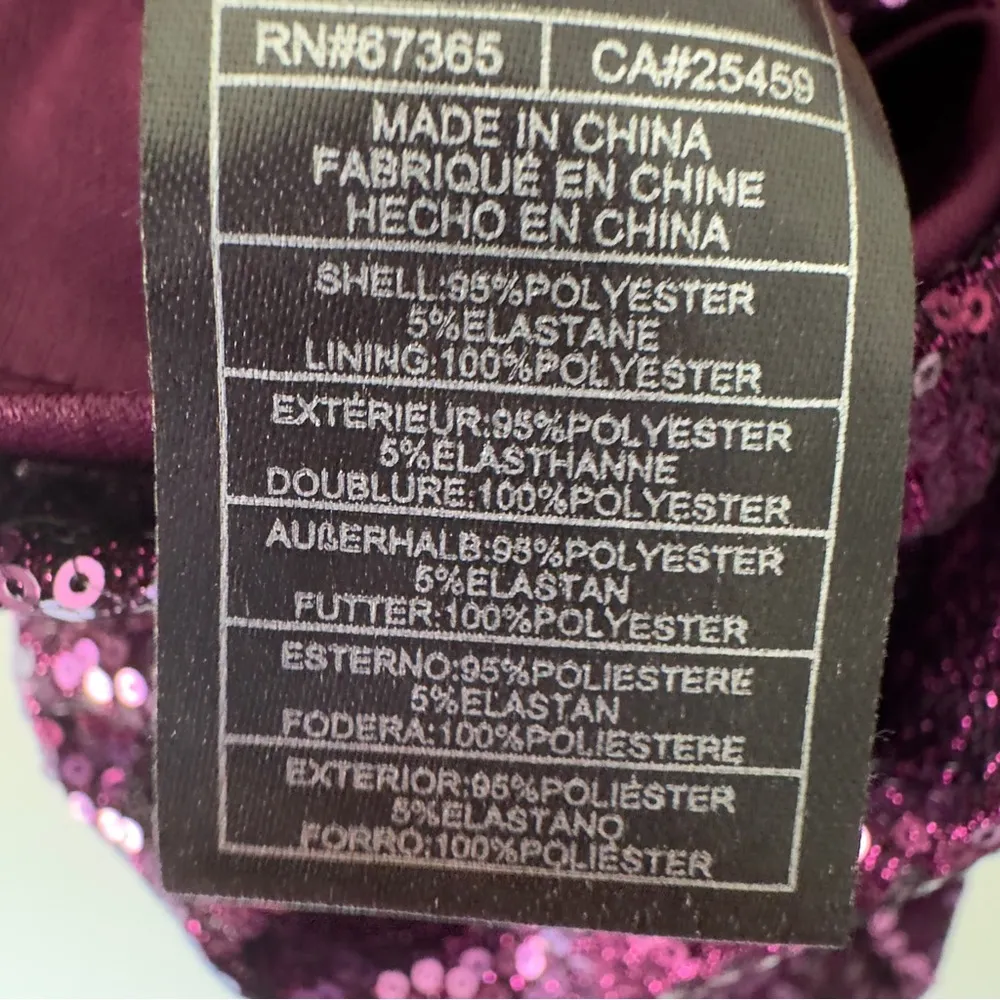 Betsey Johnson Purple Sequin spaghetti strap Sleeveless Bodycon mini Dress slit - Image 11