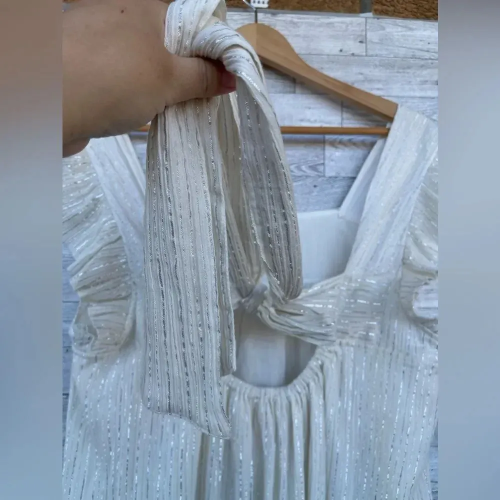 Maisonette x Erin Walsh women’s Ottilie tie back House dress XL Silver - Image 12