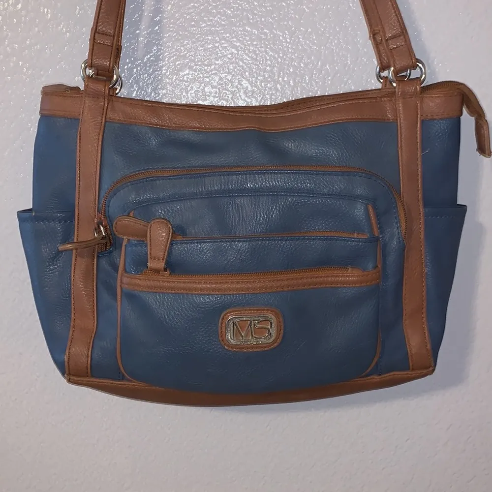 Multi Sac blue faux leather multi compartment bag - Image 2