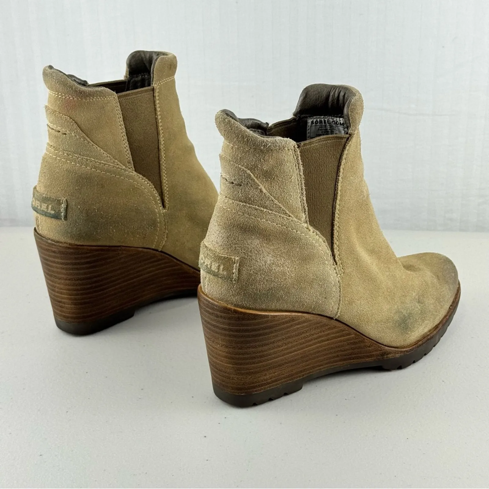 Sorel After Hours Chelsea Boot Tan Suede Wedge Ankle Boots Women’s Size 7 EUR 38 - Image 9