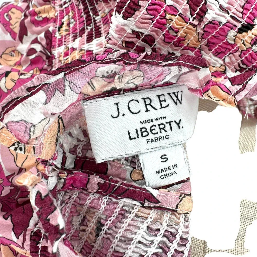 J. Crew Smocked Button-Back top Liberty Butterfield Poppy Organic Cotton‎ Small - Image 11