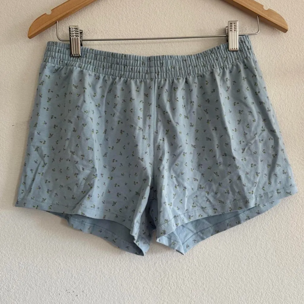 Skims Cotton Jersey Loose Short in Powder Blue Micro Floral, size XS - Image 3