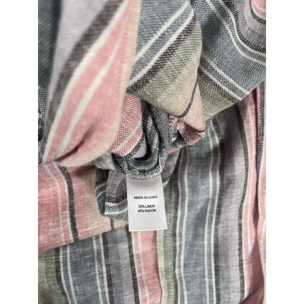 Anthropologie Drew Emerson Jumpsuit Size Large Strapless Tulip Hem Linen Blend - Image 8