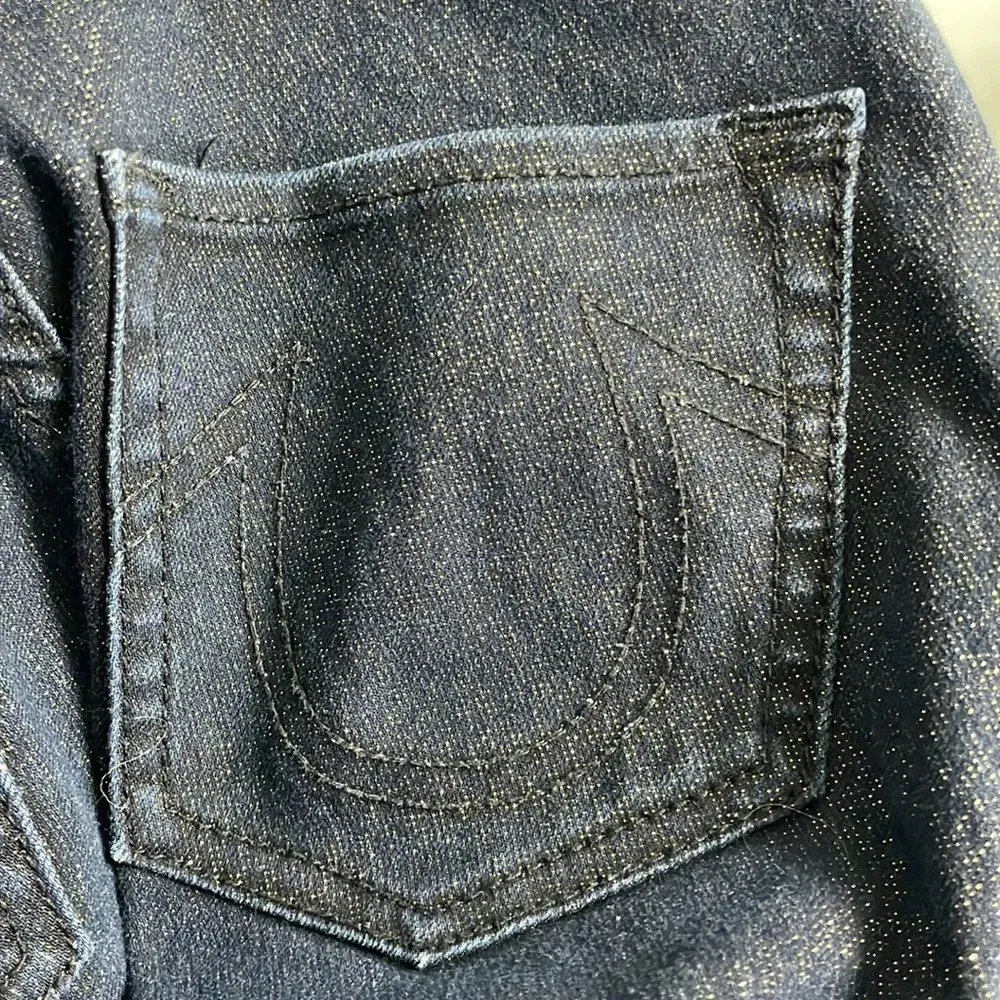 True Religion Halle Glitter Gold Metallic High Rise super skinny jeans - Image 8