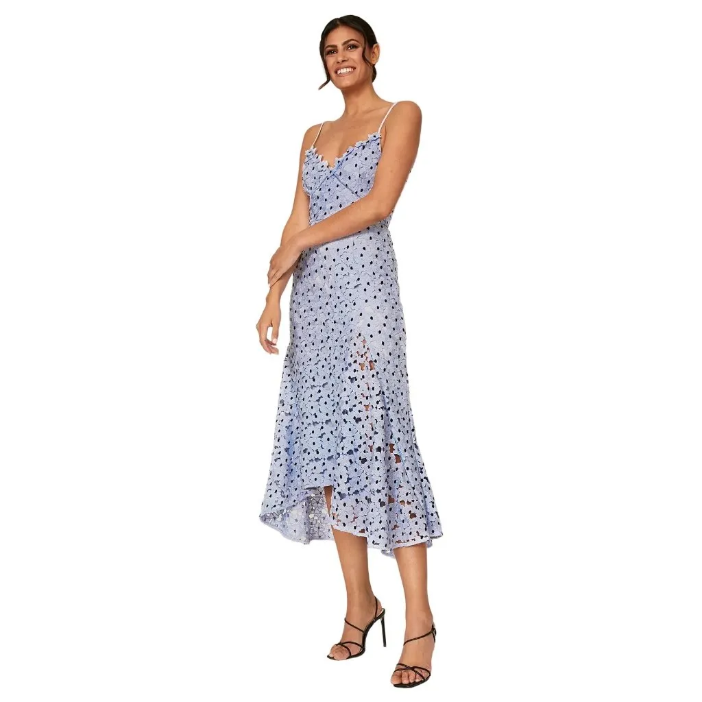 Sau Lee Polka Dot Lucy Dress in Blue 4 Womens Floral Midi Cocktail - Image 11