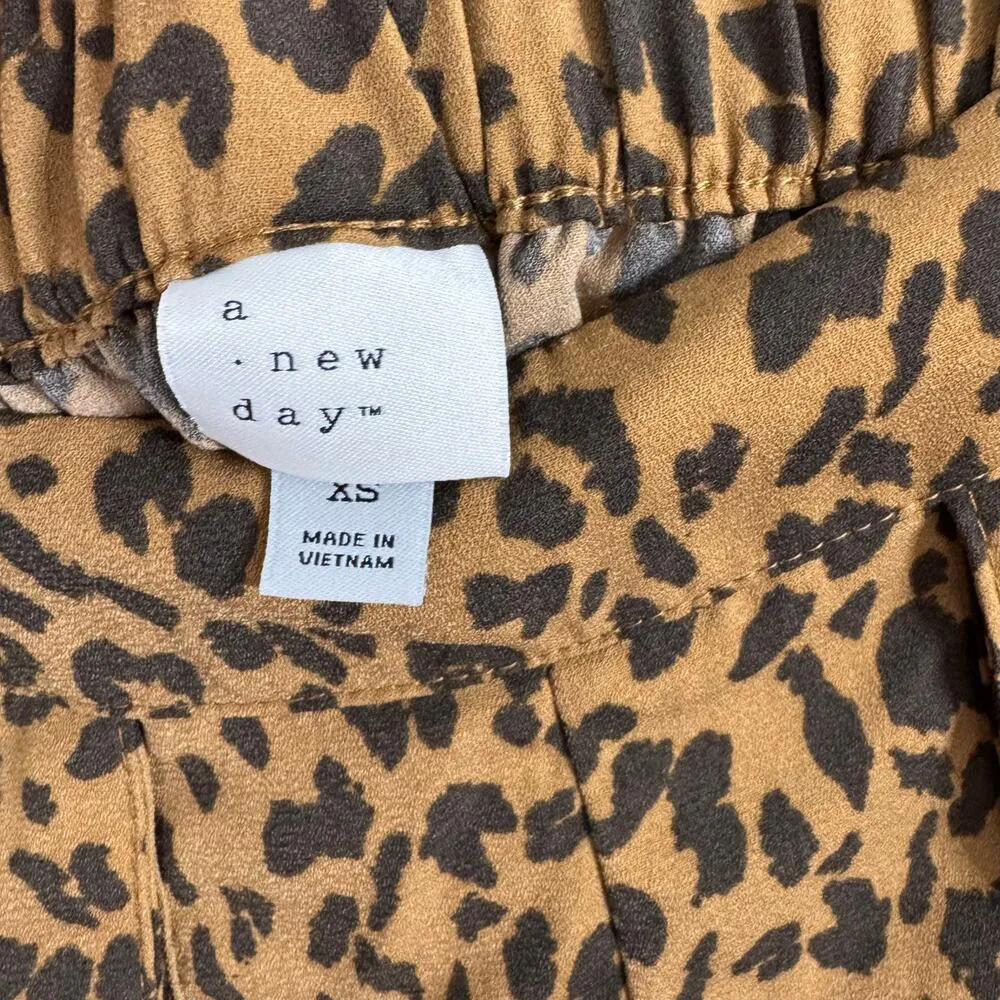 A New Day Leopard Print Pull On Shorts Size XS Brown Black - Image 2