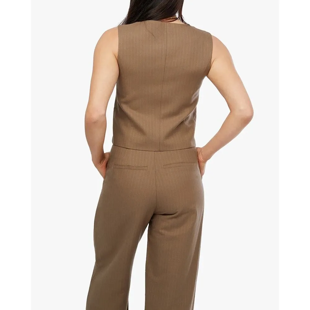WeWoreWhat Brown Pinstriped Tailored Formal Vest Top Career Trouser Pants Set 4 - Image 4