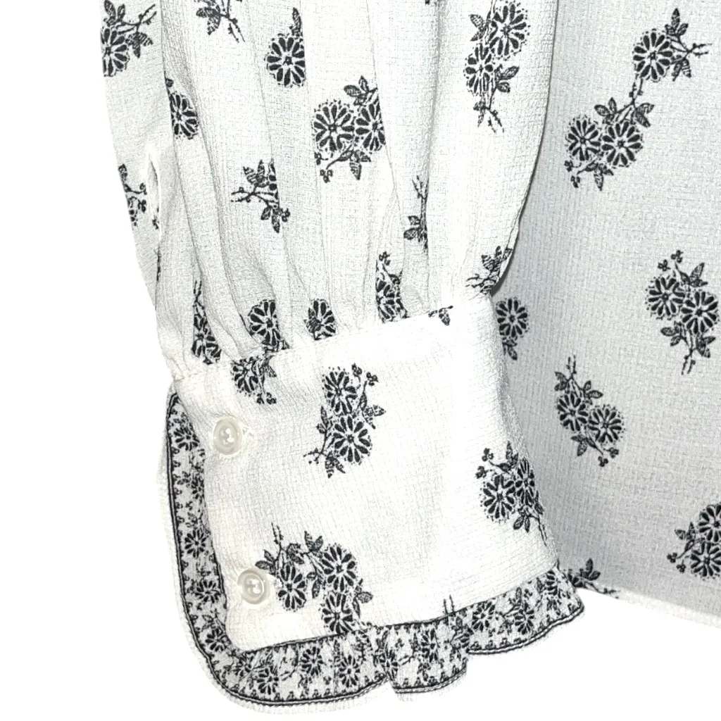 Max Studio Ruffle Split Neck Floral Blouse - Image 5