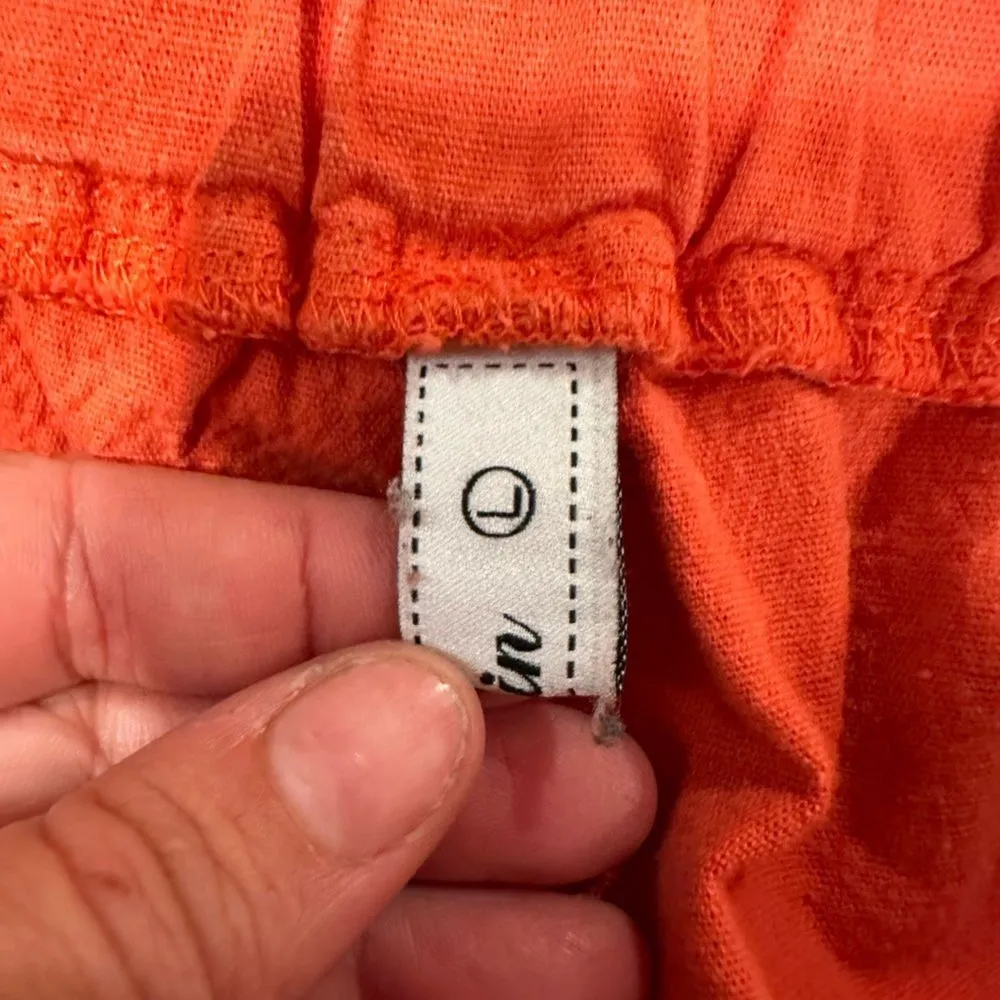 Guc NIMIN Womens Casual Loose Pants Comfy Cropped hight waist Sz L Orange Size L - Image 4