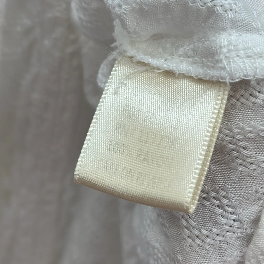 Love Stitch White Textured Rayon Tie Front Long Bell Sleeve Blouse Top Womens S - Image 10