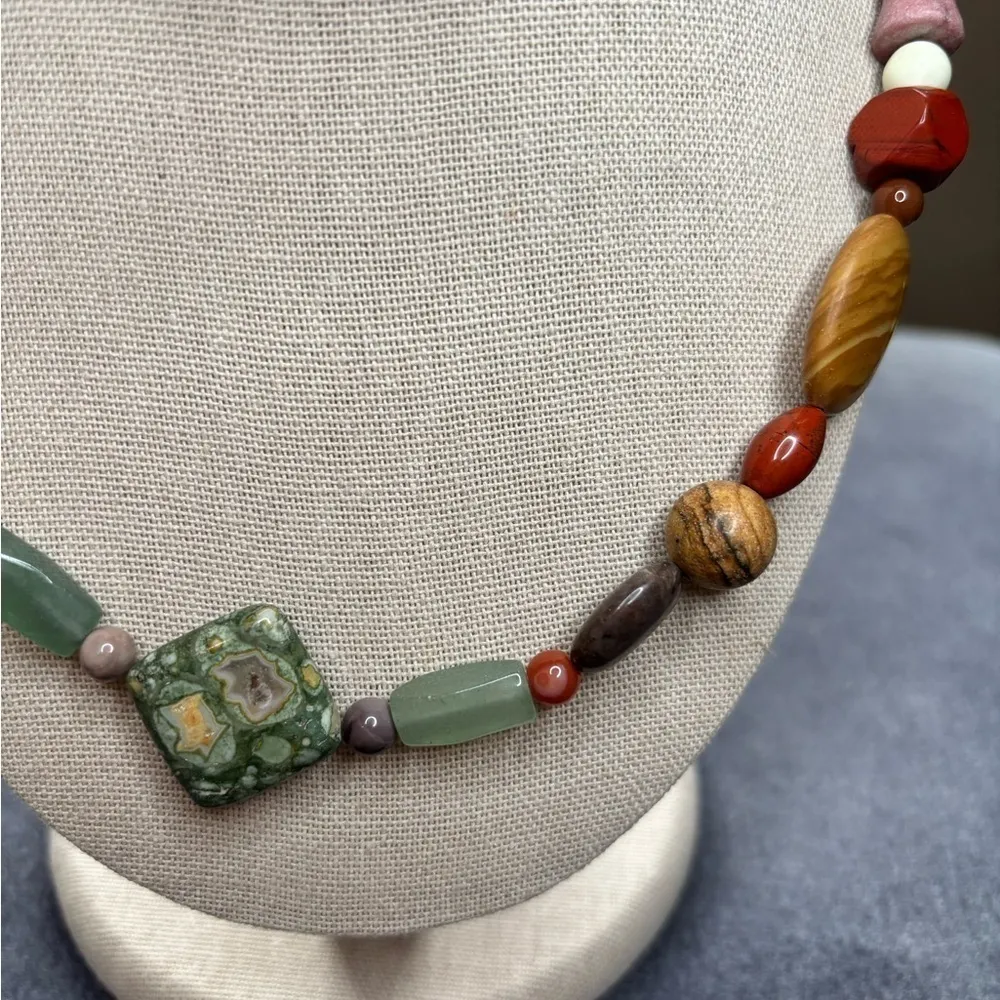 J King DTR Handcrafted Natural Stone Adjustable Necklace | Artisan Jewelry Green - Image 4