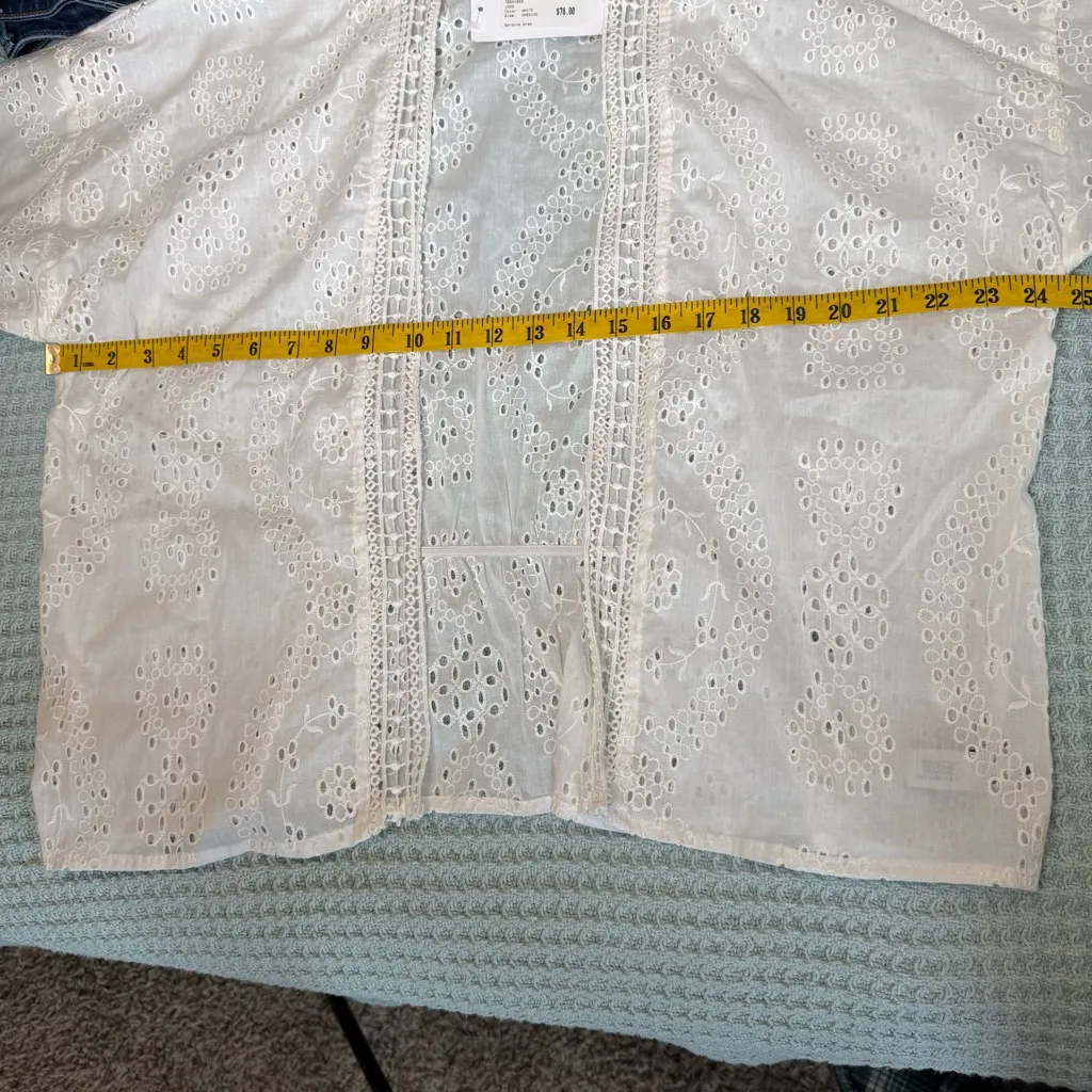 NWT Michael Stars Gardina Wrap Womens Shirt White Eyelet Prairie Cottage Boho - Image 6