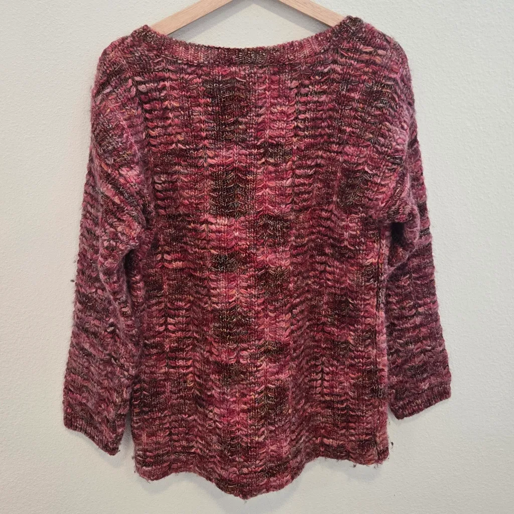 Sundance Pink and Brown Knit Wool blend mulitcolor chunky sweater size medium - Image 5
