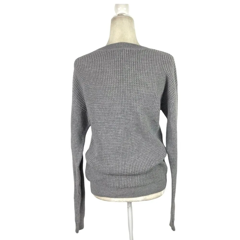 Wilfred Free Aritzia 100% Merino Wool Gray Knitted Crew Neck Sweater Size XS - Image 9